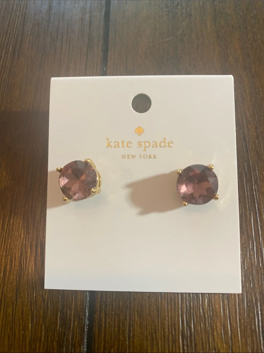 kate spade Gold-Tone Stud Earrings with Mauve Faceted Stones